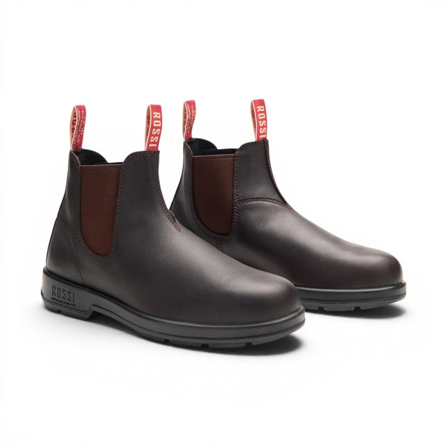 Rossi 404 Claret Brown Leather Outdoor Chelsea Boots - Spinifex