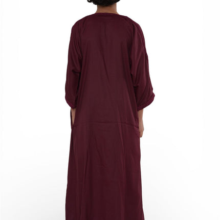 Kid's Boys Red Moroccan Thobe Jubba Robe Eid Djellaba Gandoura - K-HM62