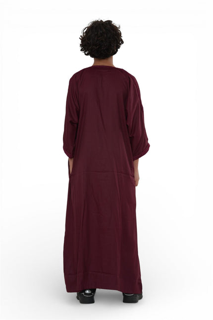 Kid's Boys Red Moroccan Thobe Jubba Robe Eid Djellaba Gandoura - K-HM62