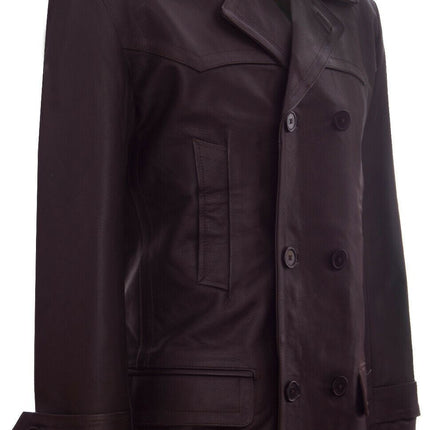 Mens Cowhide Leather Peacoat-Krakaw