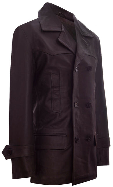 Mens Cowhide Leather Peacoat-Krakaw