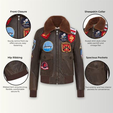 Mens A2 Top Gun Leather Bomber Jacket-Camborne