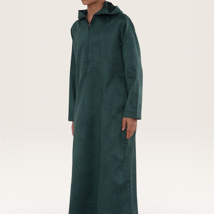 Kids Boys Hooded Eid Green Moroccan Jubba Robe Ramadan Eid Thobe - K-HM12