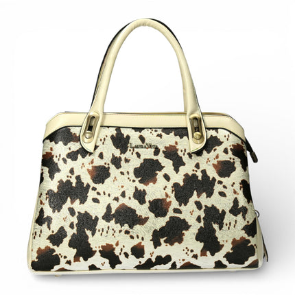 Laura Vita Aramis-08 Womens Tan Floral Print Adjustable Straps Shoulder Tote Handbag