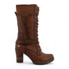 Mustang Women's Brown Mid-Calf Lace Up Heeled Combat Boots