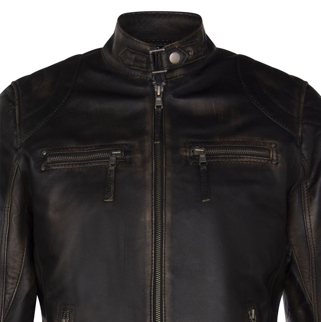 Mens Moto Leather Biker Jacket-Taiwan