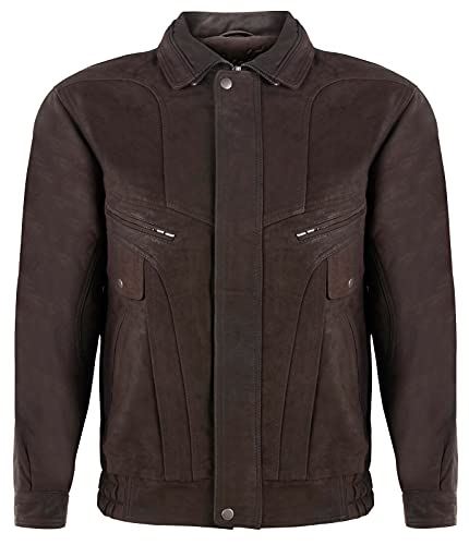 Mens Classic Harrington Bomber Leather Jacket-Minsk