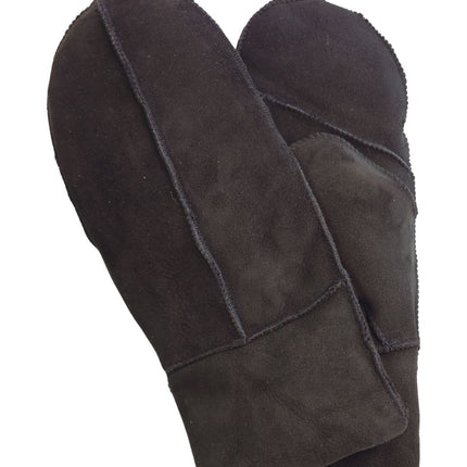Infinity Leather Womens Black Genuine Real Sheepskin Suede Mittens Warm Gloves