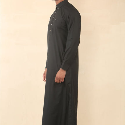 Men's Black Thobe Arab Saudi Emirati Islamic Clothing Jubba Robe