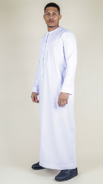 Men's White Thobe Emirati Islamic Jubba Robe Eid Tassel Regular Fit