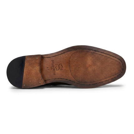 Justin Reess Men's Black Leather Penny Polished Loafers Shoes - Joseph