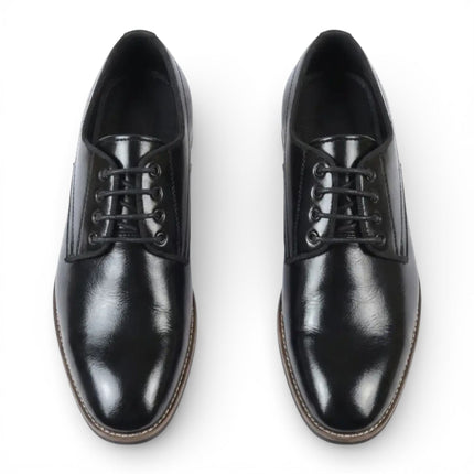 Men's Black Classic Plain Toe Lace-Up Derby Brogue Formal Shoes