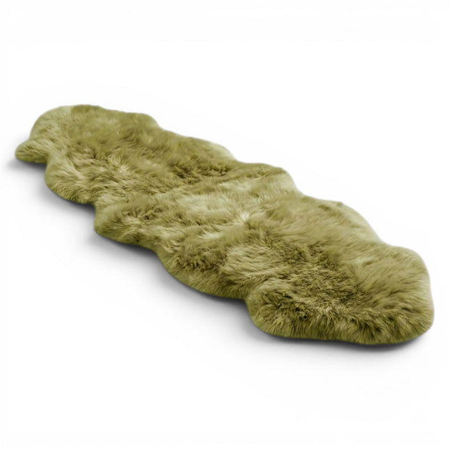 Genuine Sheepskin Green Double Natural Fluffy Silky Soft Real Wool Rug