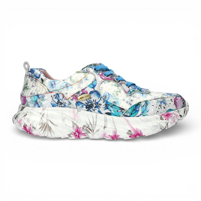 Laura Vita Women's Sofiao 07 Blue Pink Floral Leather Trainers Platform Sneaker Shoes