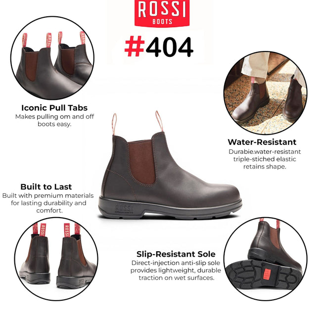 Rossi 404 Claret Brown Leather Outdoor Chelsea Boots - Spinifex