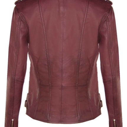 Womens Leather Brando Biker Jacket-Orlando