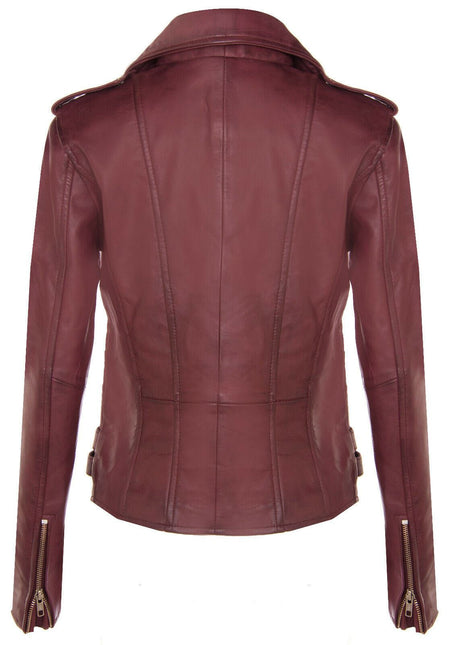 Womens Leather Brando Biker Jacket-Orlando