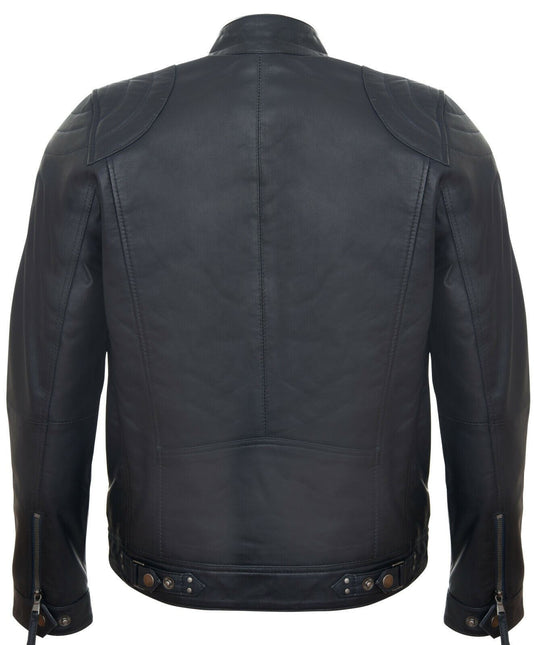 Mens Moto Leather Biker Jacket-Taiwan