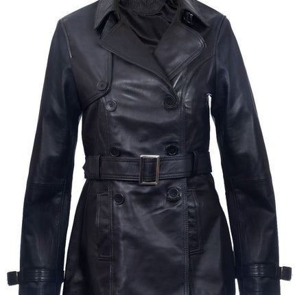 Womens Nappa Leather Trench Coat-Mosul