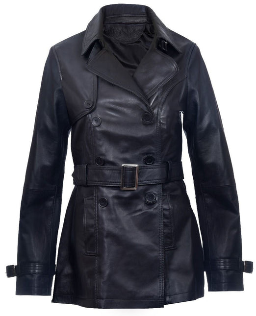 Womens Nappa Leather Trench Coat-Mosul