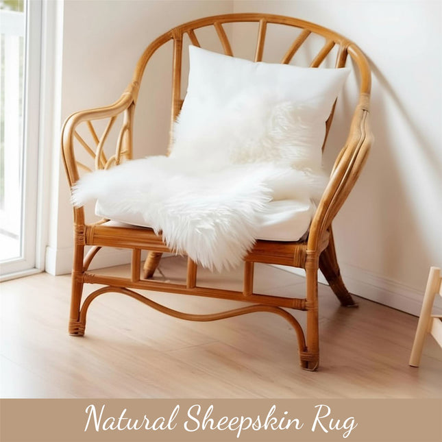 Genuine Ivory Sheepskin Natural Silky Soft Fluffy Real Wool Rug