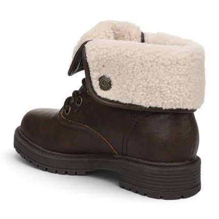 Blowfish Malibu Women's Brown Faux Leather Lace Up Winter Boots - Andy-Cozy
