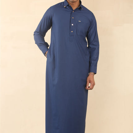 Men's Blue Thobe Arab Saudi Emirati Islamic Clothing Jubba Robe