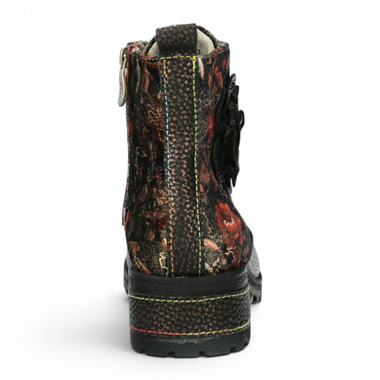Laura Vita Women's Gothic Victorian Floral Bronze Leather Lace-up Boots - Cocrailo-47