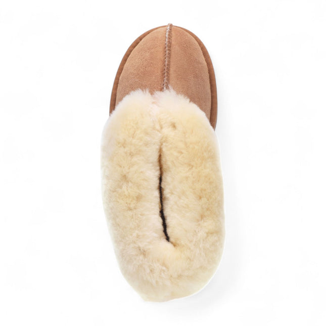 Women's Sheepskin Suede Ankle Tan Slip-On Bootie Winter - Glacier