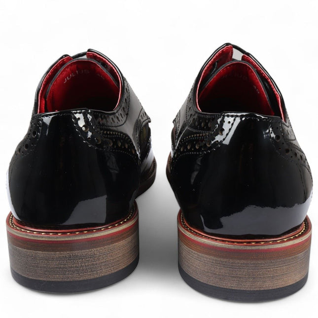 Justin Reess Men's Butterfly Print Patent Leather Brogue Shoes - Julius