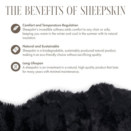 Genuine Sheepskin Black  40x40cm Real Wool Single Sided Cushion