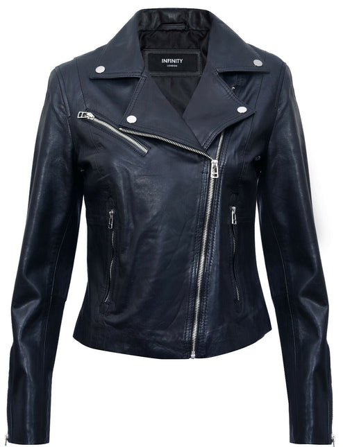 Womens Leather Biker Jacket-Zanzibar