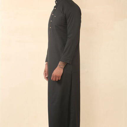 Men's Black Thobe Arab Saudi Emirati Islamic Clothing Jubba Robe