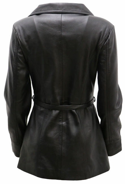 Womens Leather Long Biker Jacket-Muscat