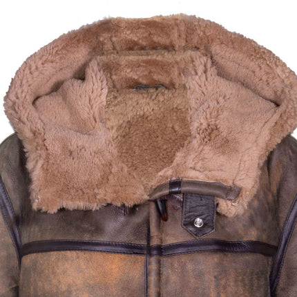 Mens Antique Sheepskin Duffle Coat-Arona