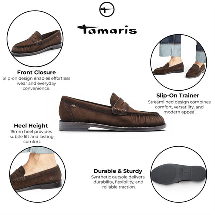 Tamaris Women's Brown Leather Loafer Casual Shoes - 24251-47