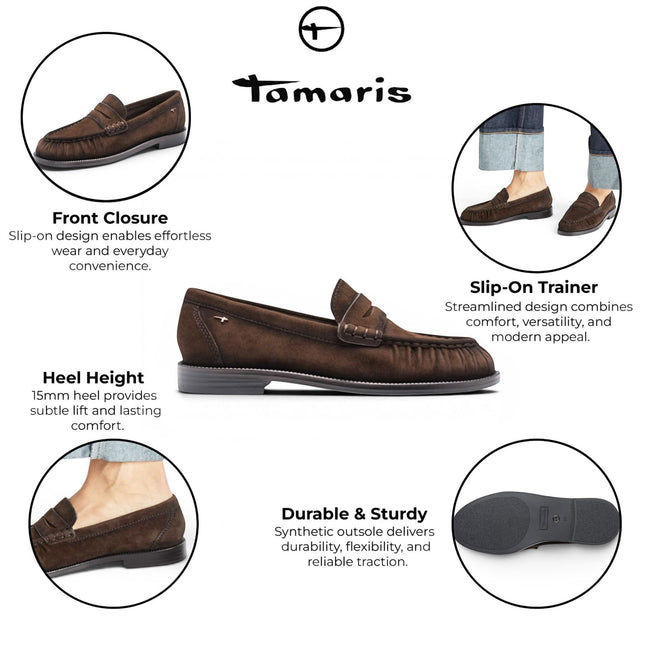 Tamaris Women's Brown Leather Loafer Casual Shoes - 24251-47