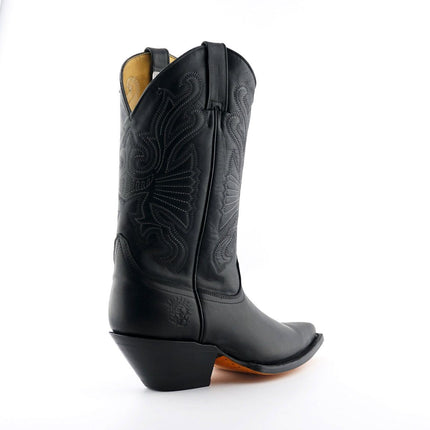 Grinders Black Leather Western Cowboy Boots - Buffalo