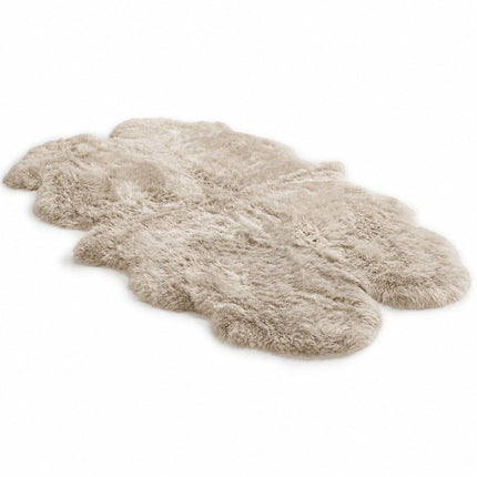 Genuine Sheepskin Cream Quad Natural Fluffy Silky Soft Real Wool Rug