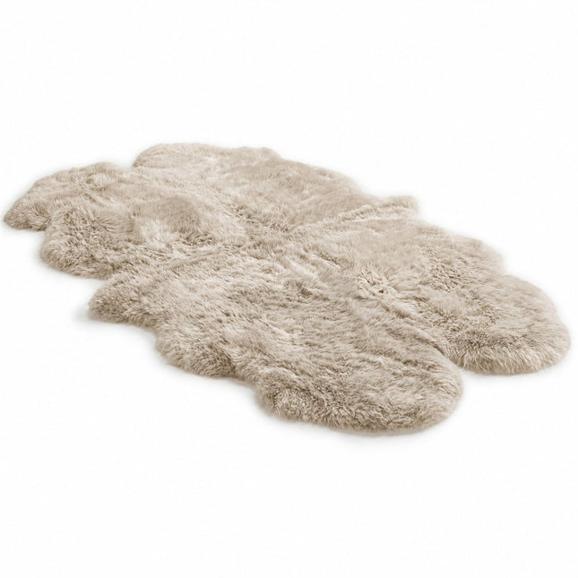 Genuine Sheepskin Cream Quad Natural Fluffy Silky Soft Real Wool Rug