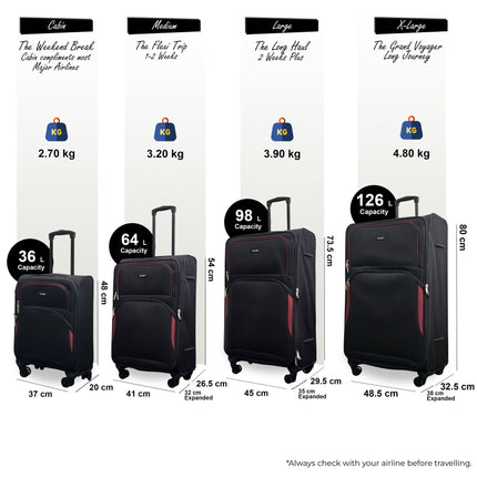 Expandable Soft 8 Wheel Lightweight Suitcase Luggage Travel Bags Set