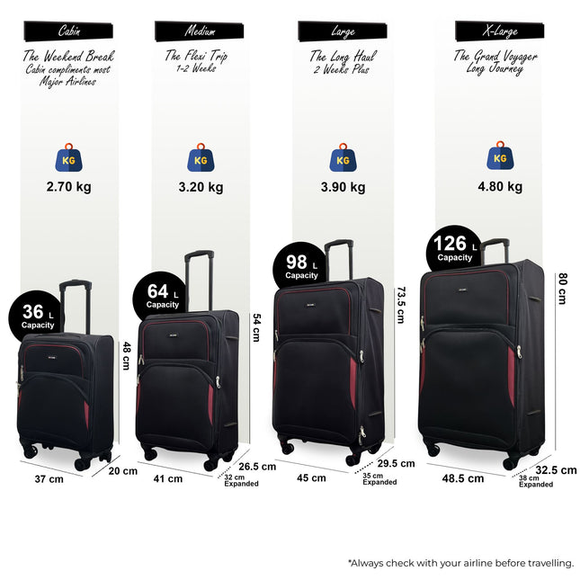 Expandable Soft 8 Wheel Lightweight Suitcase Luggage Travel Bags Set