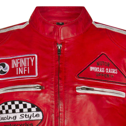 Mens Racing Leather Biker Jacket-Portland