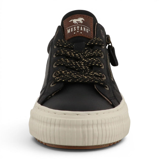 Mustang Women's Black Faux Leather Trainer Sneaker Casual Shoes - M0112011
