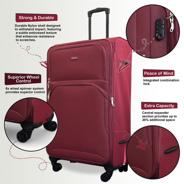 Soft Shell Cabin  48 x 37 x 20 cm Secure Travel Luggage Suitcase Suitable for Easyjet, Ryanair