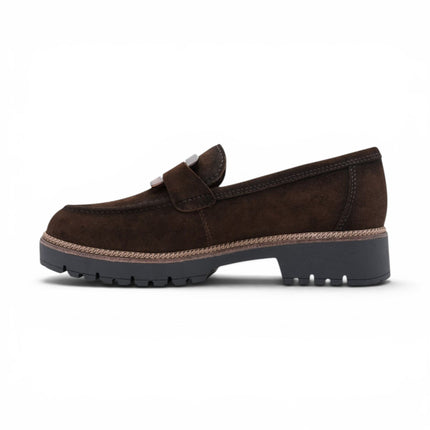 Tamaris Women's Brown Suede Leather Loafer Casual Shoes - 24722-43