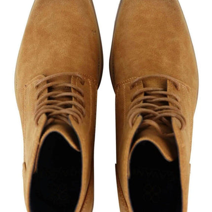Mens Camel Matt Suede Lace Up Ankle Boots