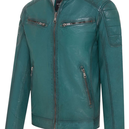 Men's Modern Classic Leather Quilted Biker Jacket - Derry