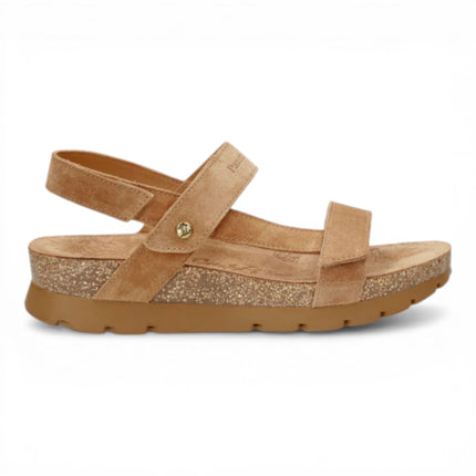 Panama Jack Women's Wedge Bark Brown Suede Leather Sandals - Selma B10