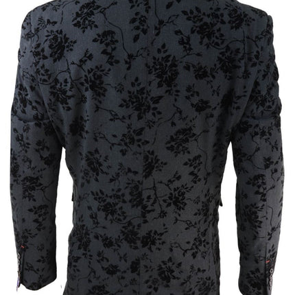 Mens 3 Piece Black Paisley Velvet Dinner Suit